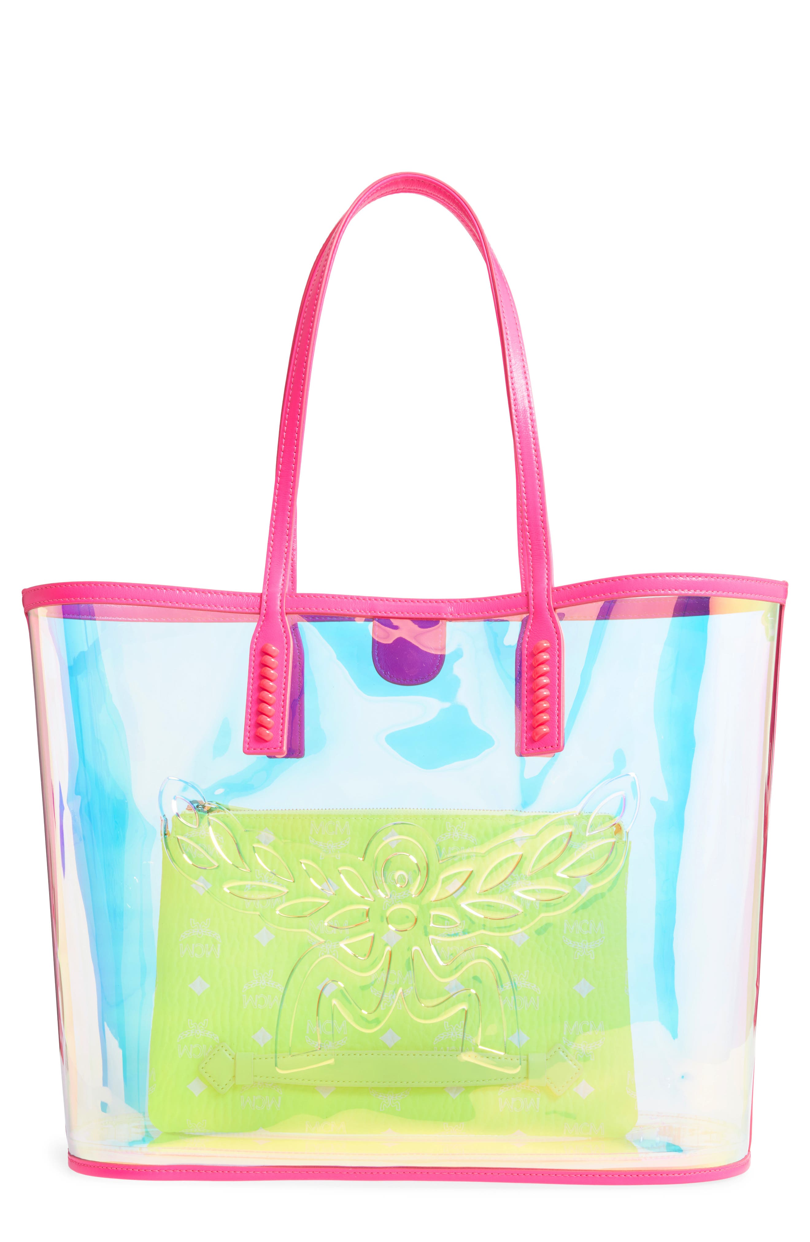 MCM Medium Flo Transparent Holographic Shopper, Main, color, 