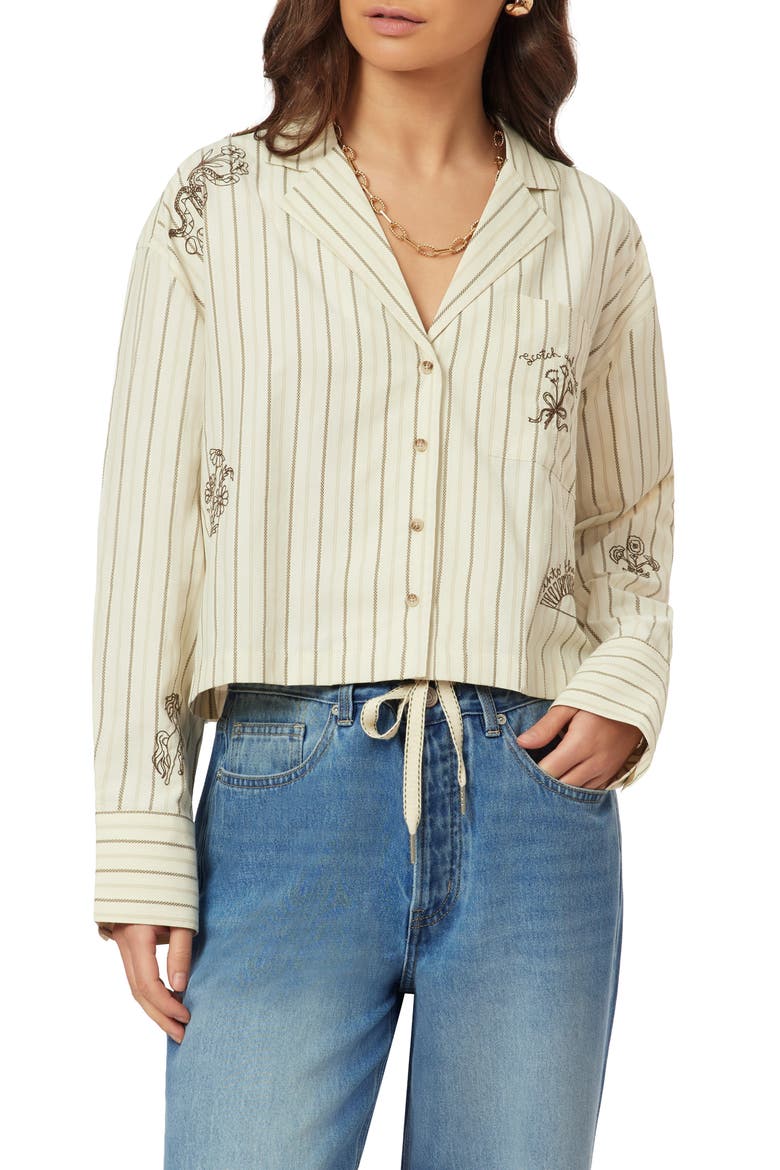 Embroidered Stripe Shirt, Main, color, HOT FUDGE STRIPE