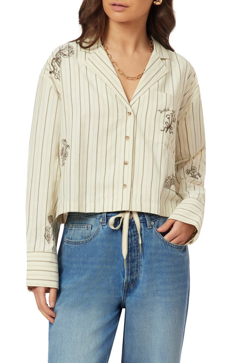 Scotch & Soda Embroidered Stripe Shirt, Main, color, Hot Fudge Stripe