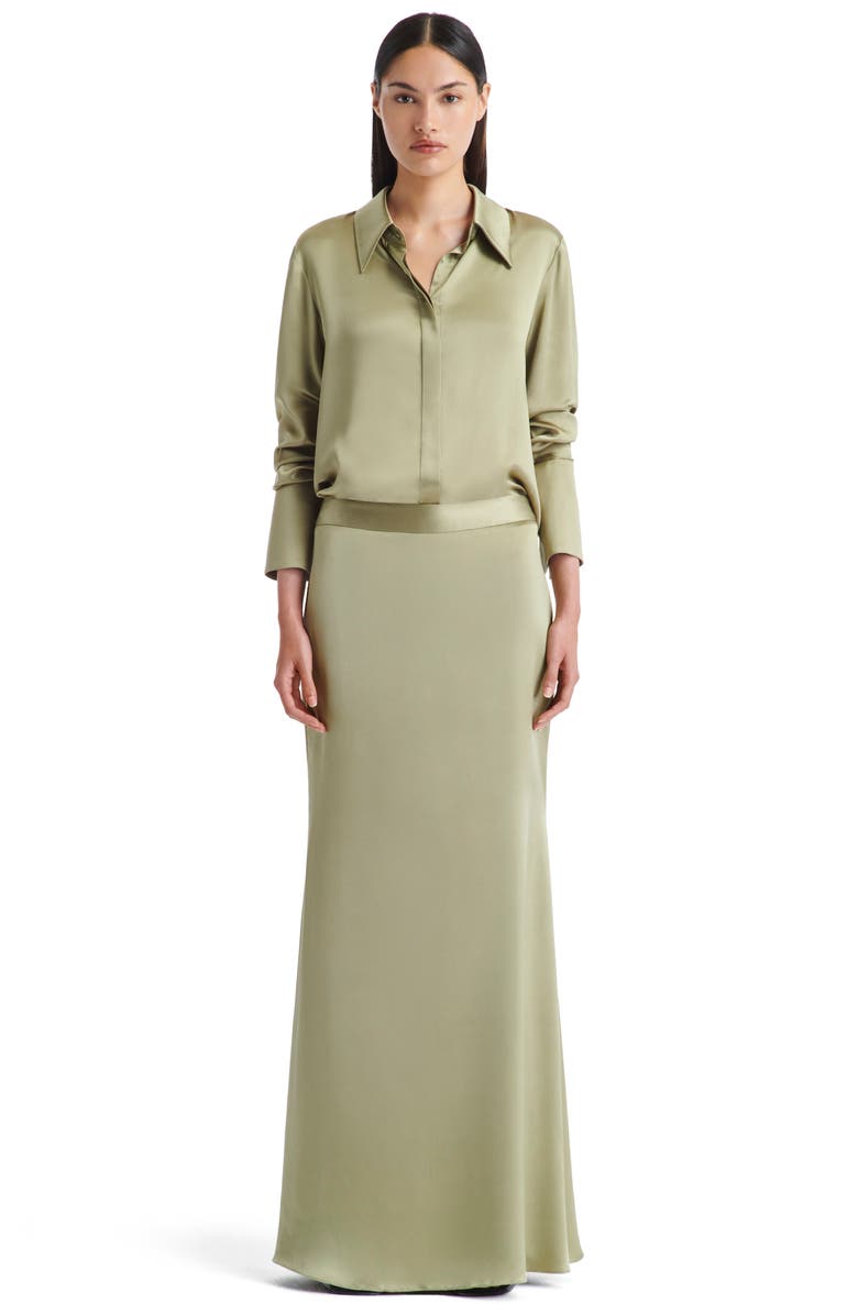 TWP At Last Silk Maxi Skirt, Alternate, color, Sage