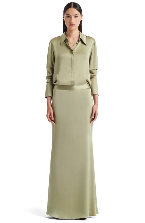 Twp At Last Silk Maxi Skirt In Sage