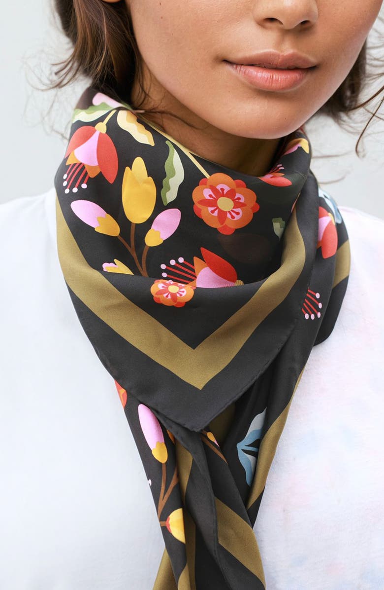 Jessie Zhao New York Double Sided Silk Scarf of Night Imagination, Alternate, color, 