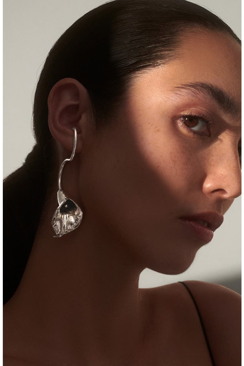 Calla Lily Drop Earrings, Alternate, color, SILVER