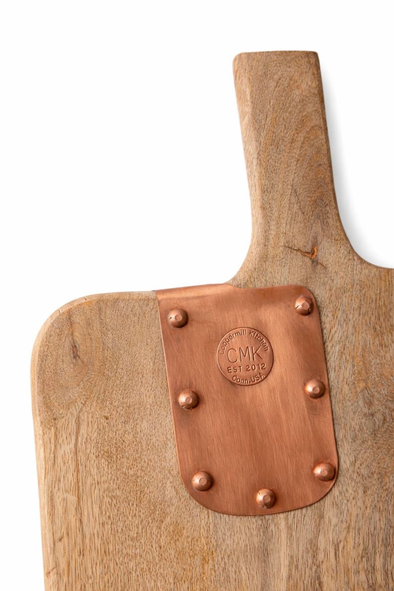 Vintage Inspired Wooden Charcuterie Board with Handmade Copper Details, Alternate, color, Brown