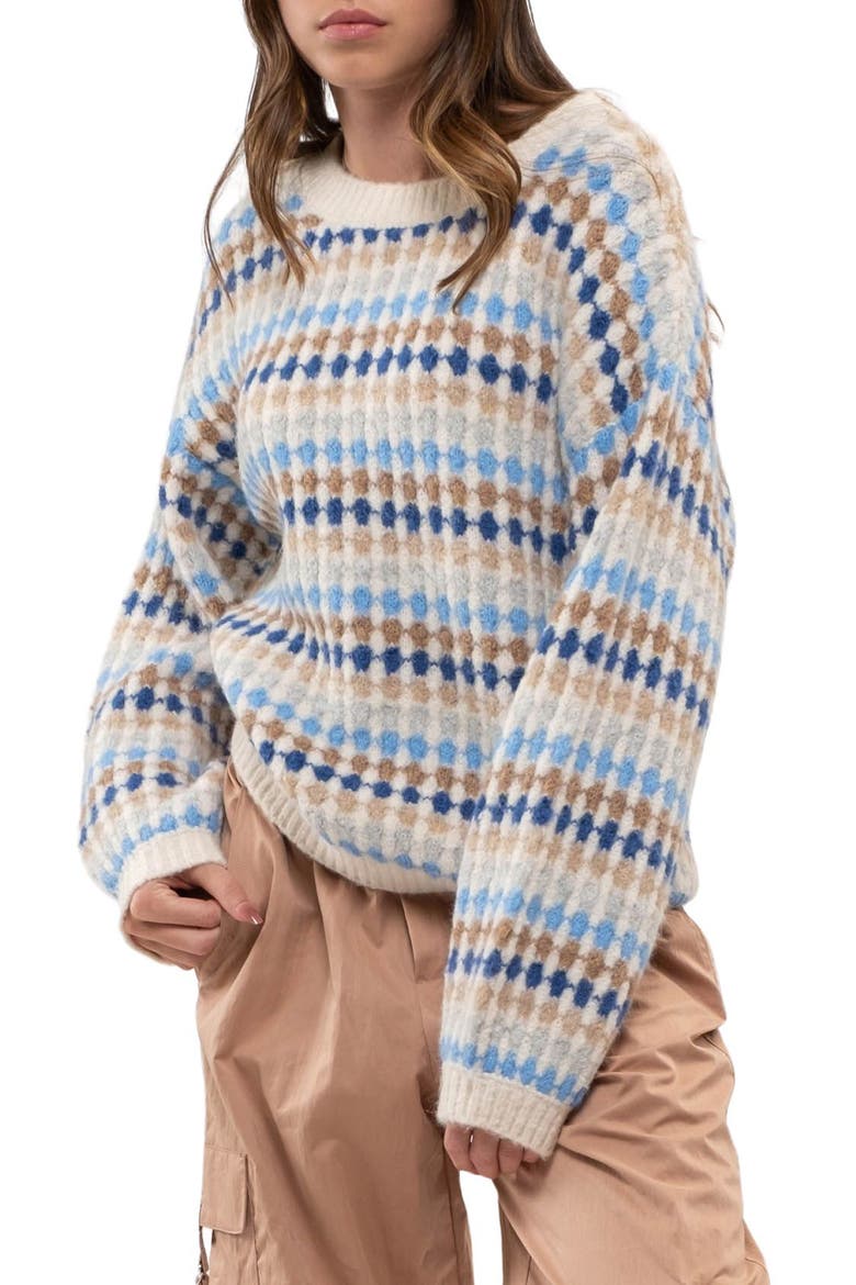 Drop Shoulder Crewneck Sweater, Main, color, DENIM MULTI