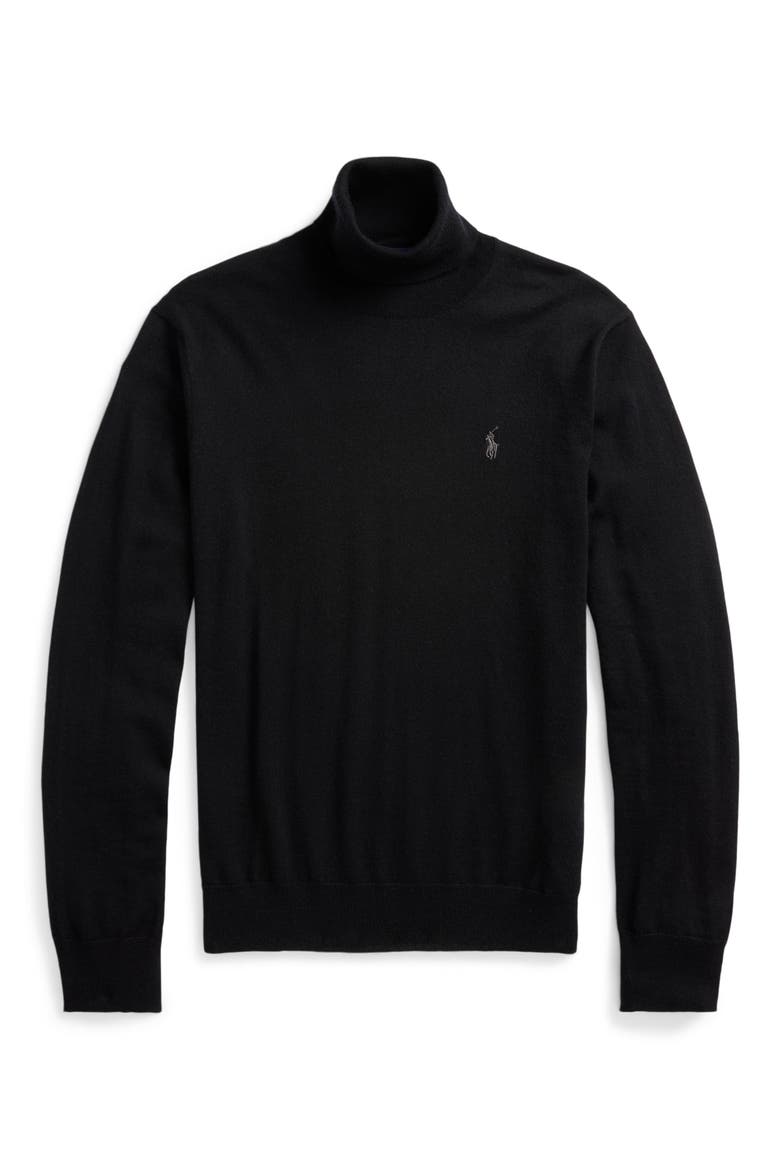 Merino Wool Turtleneck Sweater, Alternate, color, POLO BLACK