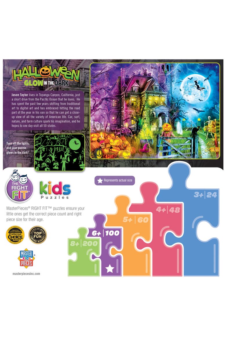 Spooky Night 100 Piece Glow Puzzle, Alternate, color, Multicolor