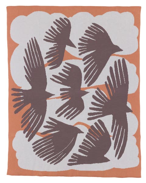 Crows Knit Throw Blanket