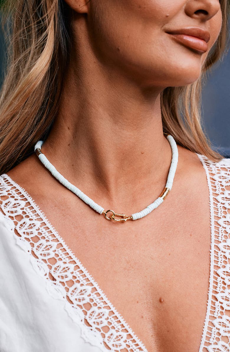 Brook and York Capri Beaded Shell Necklace, Alternate, color, Gold/ Turquoise