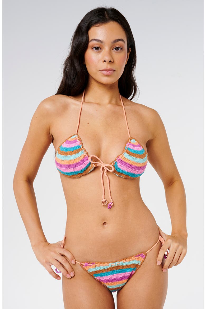 Sunset Surf Cotton Crochet Bikini Top, Alternate, color, FUCHSIA