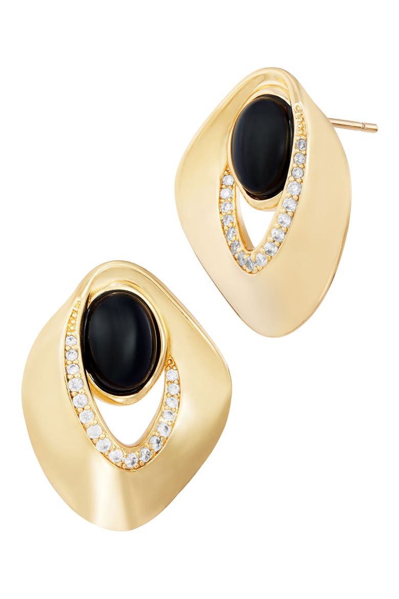 Geometric Onyx Stud Earrings, Main, color, YELLOW