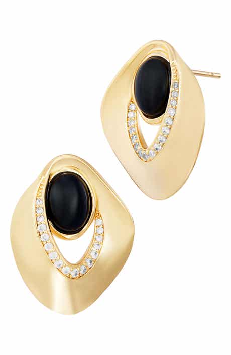 Geometric Onyx Stud Earrings
