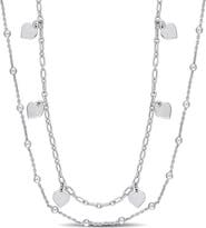 DELMAR Heart & Ball Bead Chain Layered Necklace