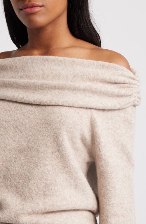 Mistress Rocks Off The Shoulder Sweater In Biscuit