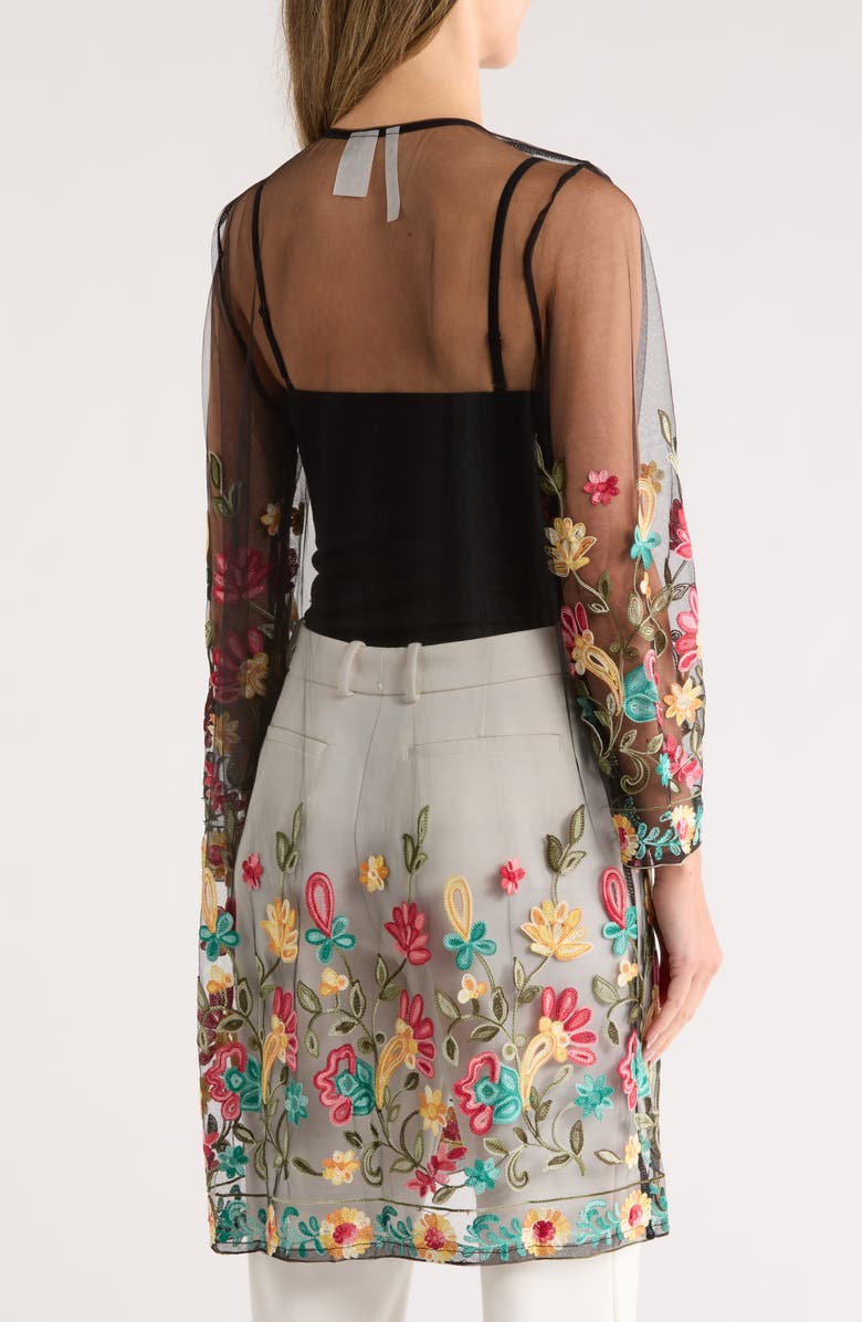 Forgotten Grace Embroidered Mesh Duster, Alternate, color, Black