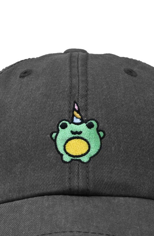 Dalix Froggy Unicorn Embroidered Cap In Washed Gray