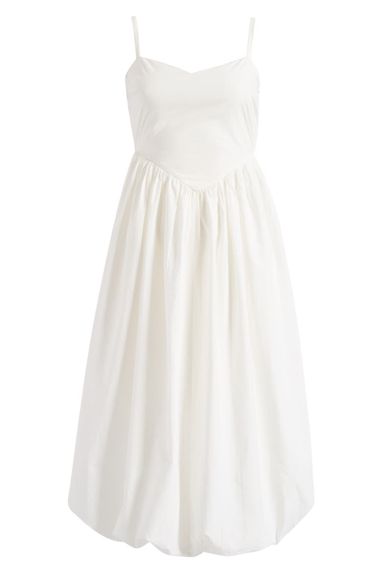 Cami Puffball Drop Waist Midi Dress, Alternate, color, WHITE