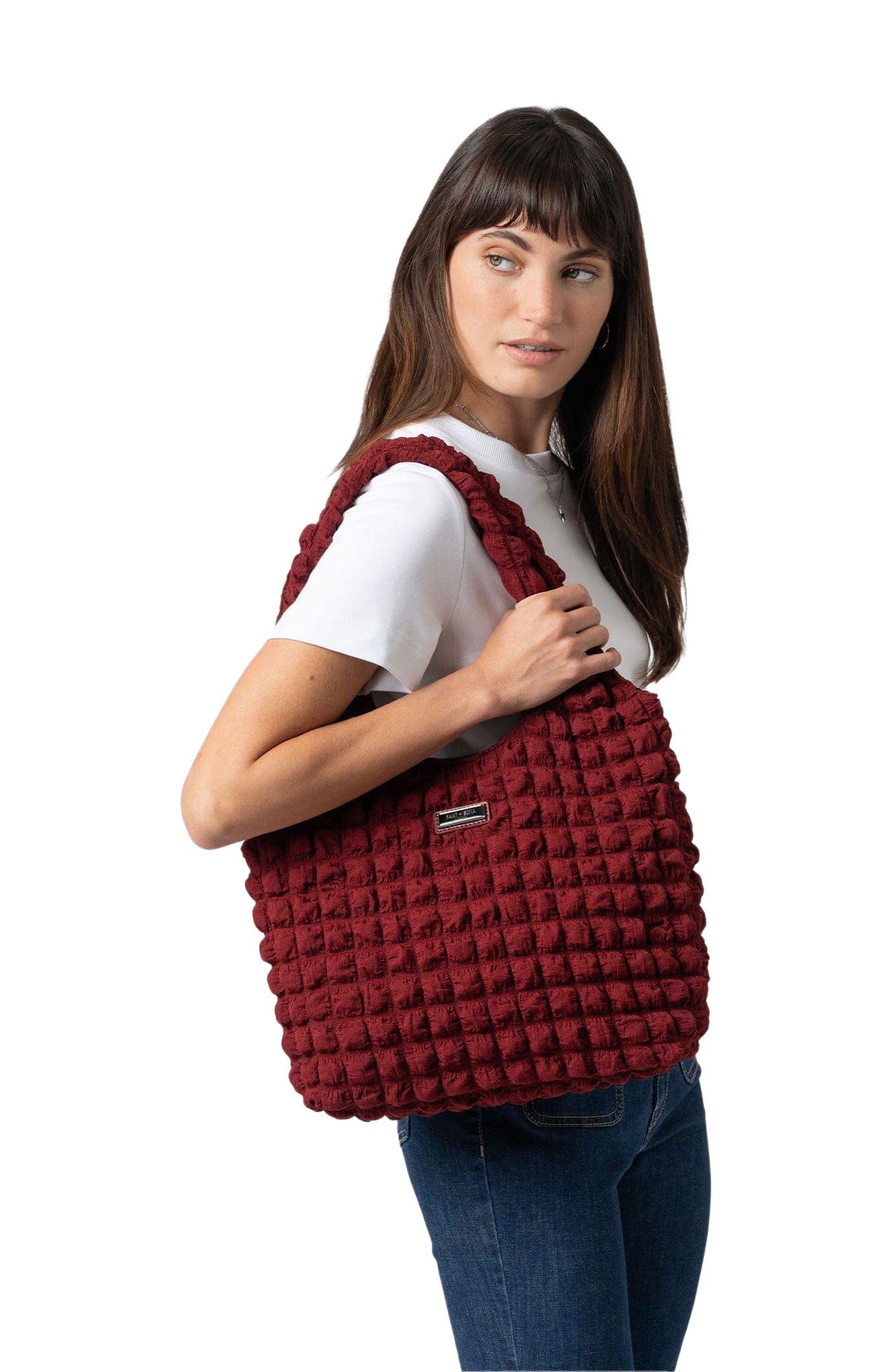 Saint + Sofia Soho Shoulder Tote Bag, Alternate, color, Burgundy
