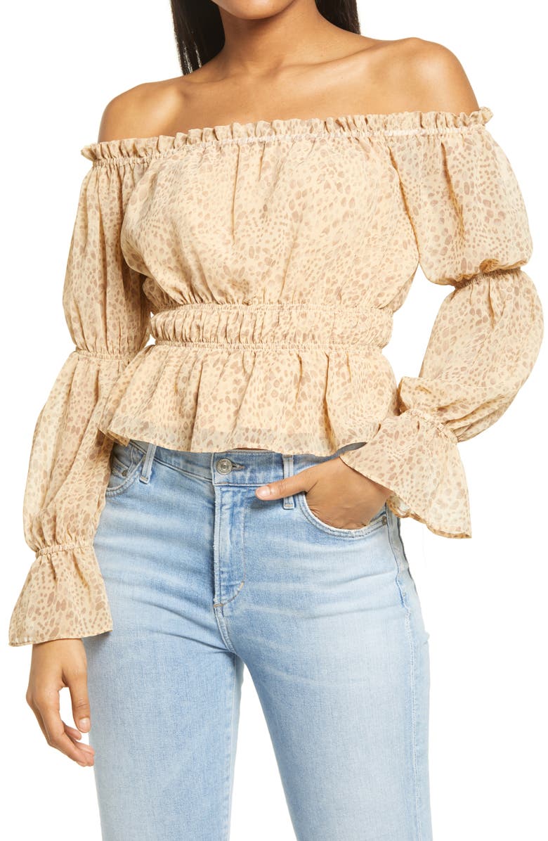 WAYF Off the Shoulder Peplum Top, Main, color, 