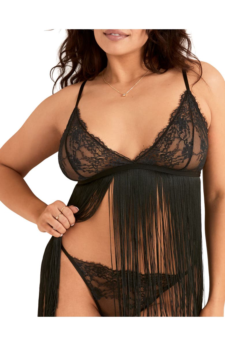 Adore Me Charizma Babydoll & G-String Set Lingerie, Main, color, Black