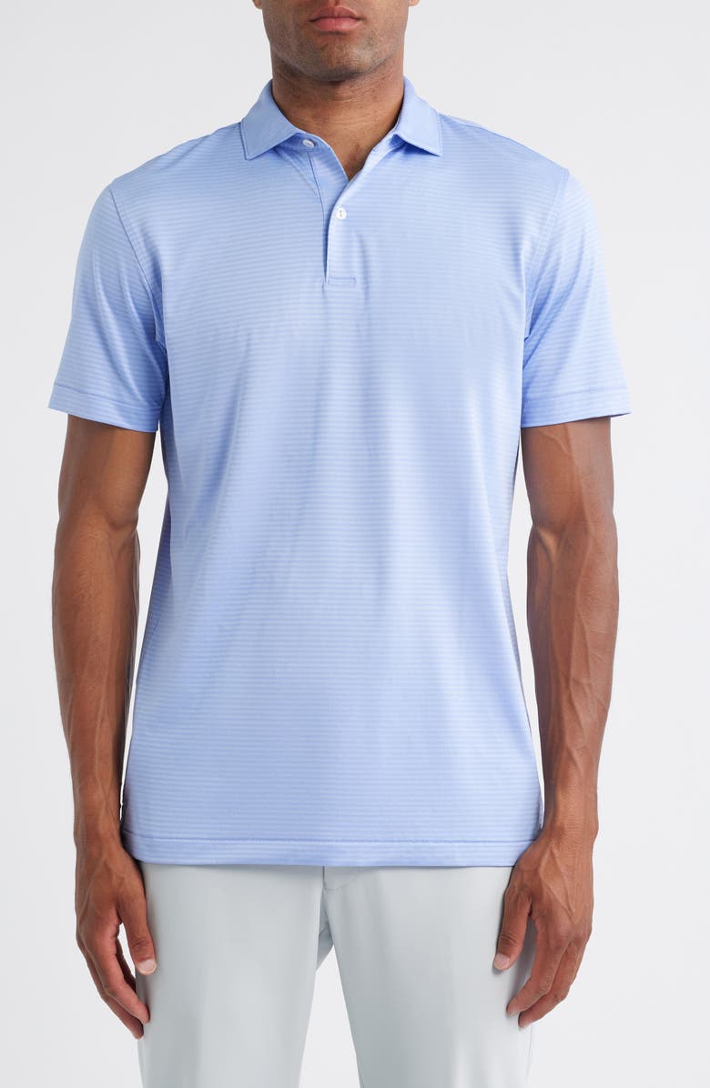 Peter Millar Crown Crafted Stripe Performance Jersey Polo, Main, color, Wisteria