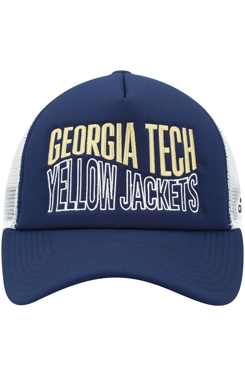 adidas Men's adidas Navy/White Georgia Tech Yellow Jackets Wave Foam Trucker Snapback Hat, Alternate, color, Navy