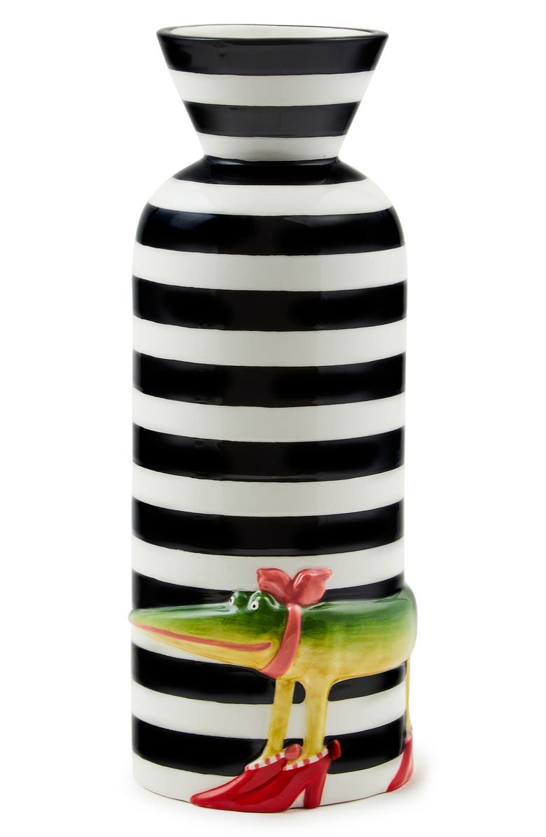 MACKENZIE CHILDS Patience Brewster Gloria Alligator Vase, Main, color, Black
