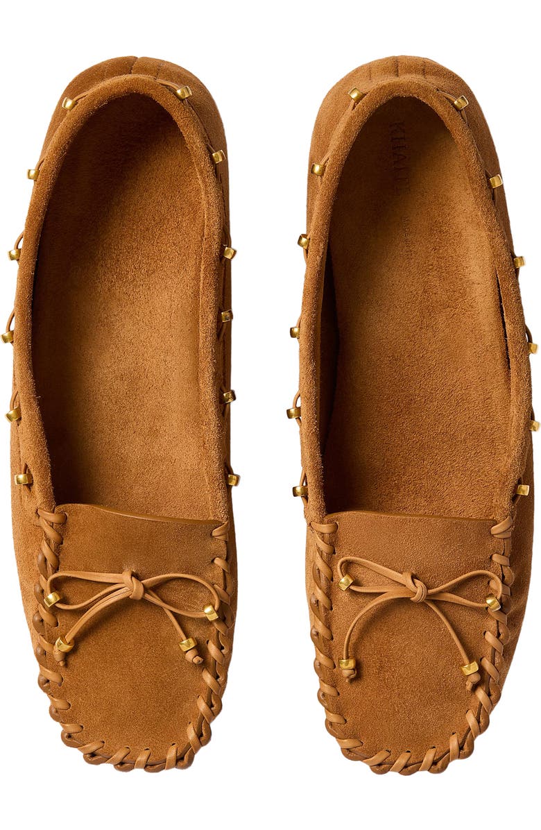 Khaite Milly Moc Toe Boat Shoe, Alternate, color, Caramel