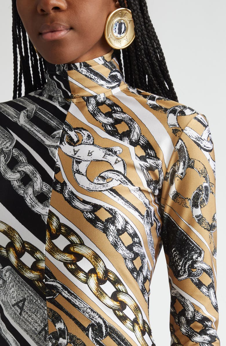 Area Chain Print Long Sleeve Dress, Alternate, color, 