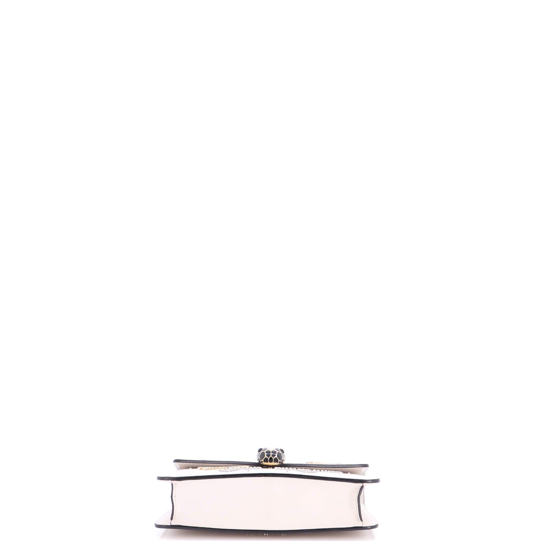 Serpenti Forever Shoulder Bag Embellished Leather Mini, Alternate, color, White