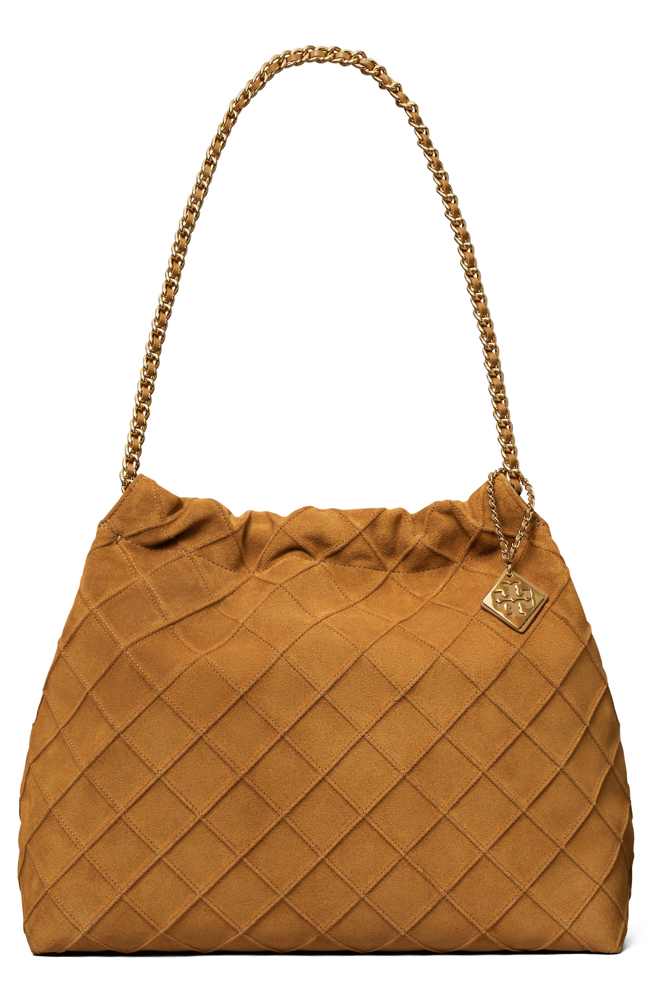 Tory Burch Fleming Soft Suede Hobo Bag, Main, color, 
