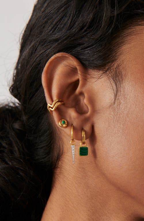Missoma X Lucy Williams 18k Gold Vermeil Malachite Charm Huggie Hoop Earrings In Gold