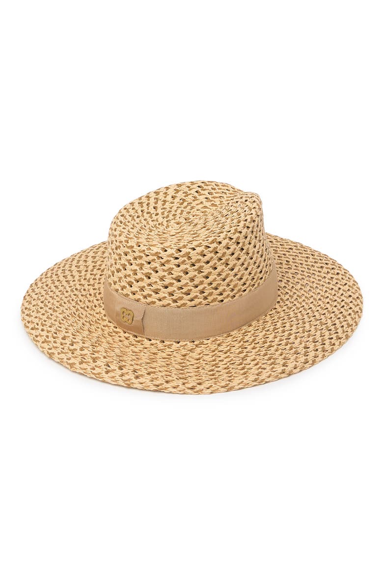 Cannes II Wide Brim Woven Fedora, Alternate, color, PEANUT