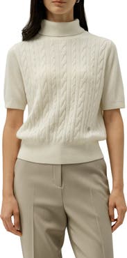 Lilysilk Cable-Knit Baby Cashmere Turtleneck Top