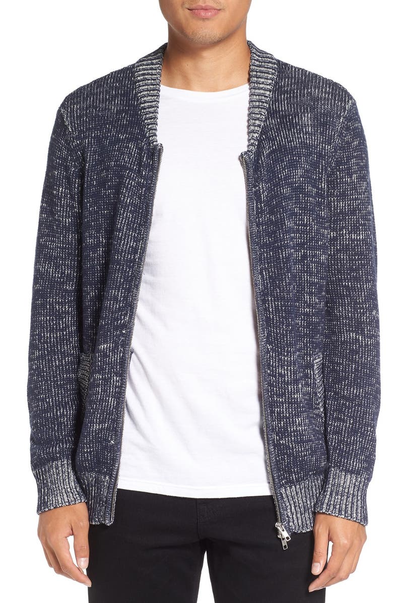 Michael Stars Two-Way Zip Mélange Sweater, Main, color,