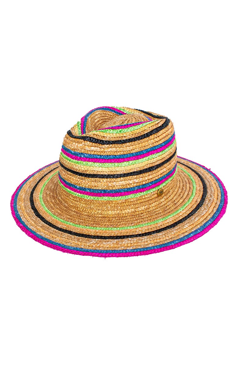 PETER GRIMM Glaring Straw Sun Hat, Main, color, Beige Multi