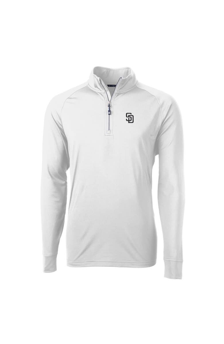 Cutter & Buck Men's Cutter & Buck  White San Diego Padres Adapt Eco Knit Stretch Recycled Quarter-Zip Pullover Top, Alternate, color, 