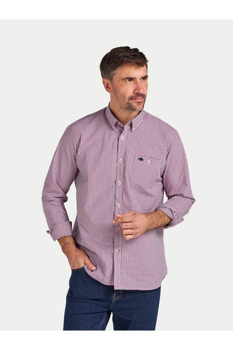 Long Sleeve Graph Check Poplin Shirt, Alternate, color, Red