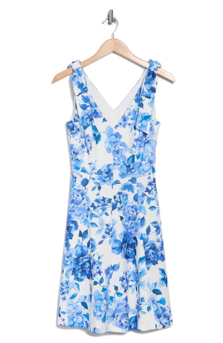 Color Block Fit and Flare Bow Dress with Matching Clip -White