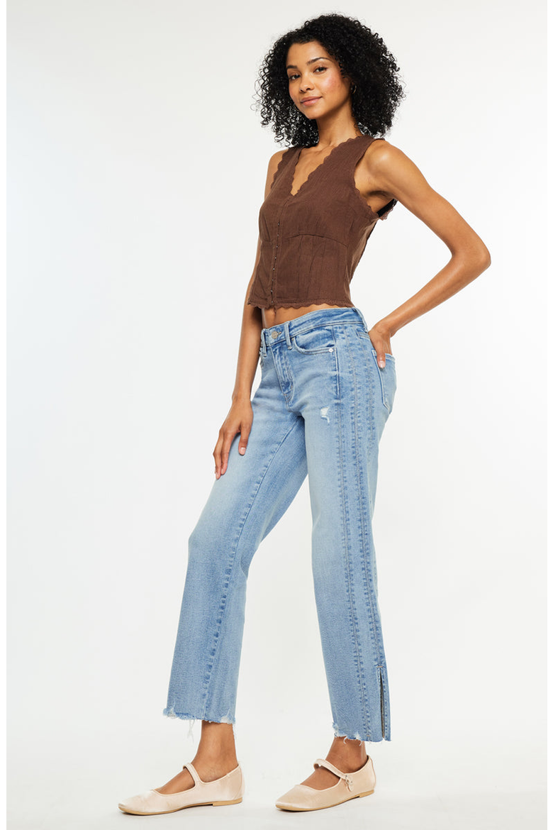 Sonia Mid Rise Straight Jeans, Alternate, color, Medium Wash