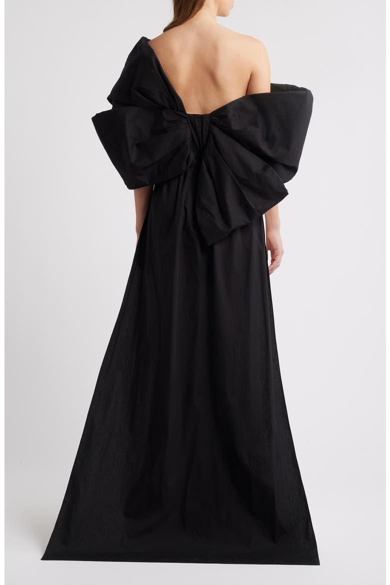 Cape Back Column Gown, Alternate, color, IVORY BLACK