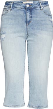 SLINK Jeans Distressed Crop Straight Leg Jeans