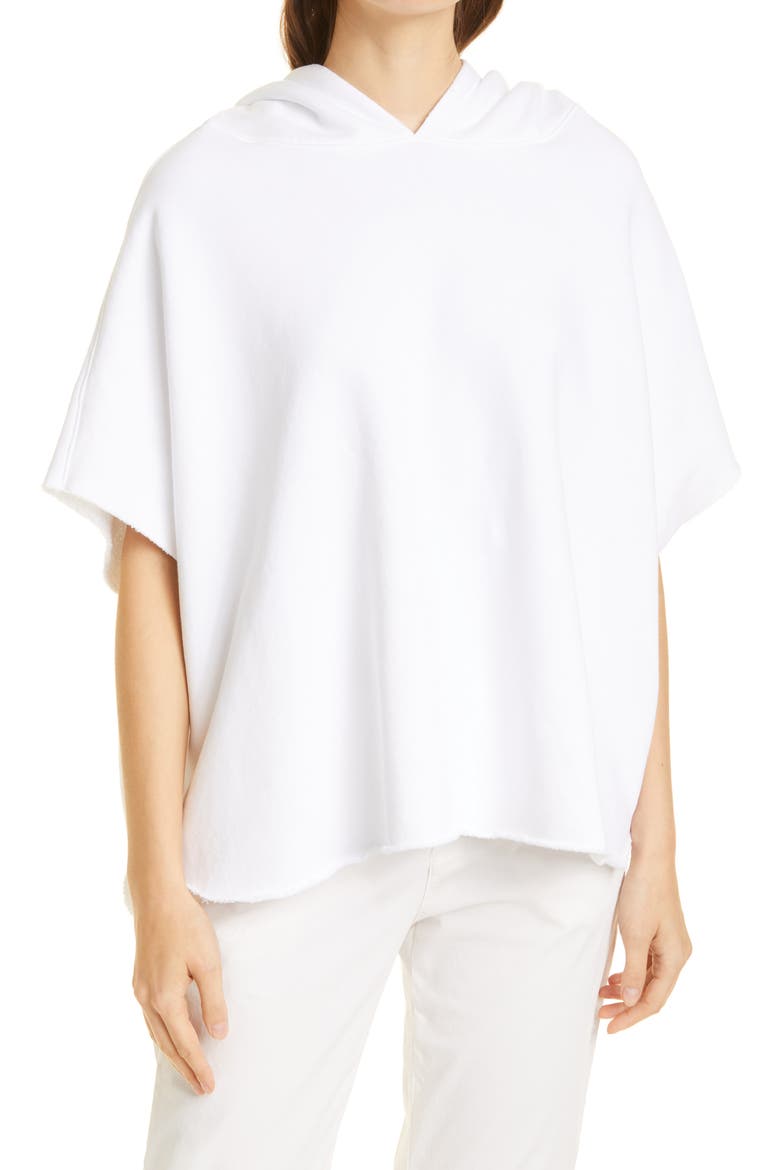 Hooded Capelet Sweatshirt, Main, color, WHITE