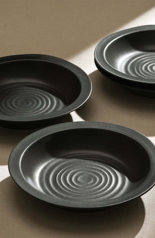 Stone Lain Orbit Stoneware 12-piece Dinnerware Set With Pasta Bowls In Black