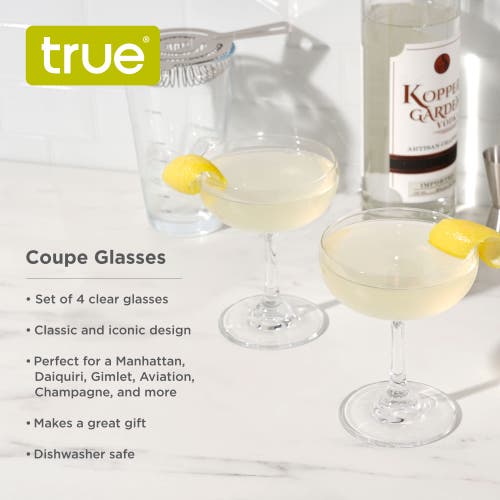 True 7 oz Coupe Glasses, Set Of 4 In Transparent