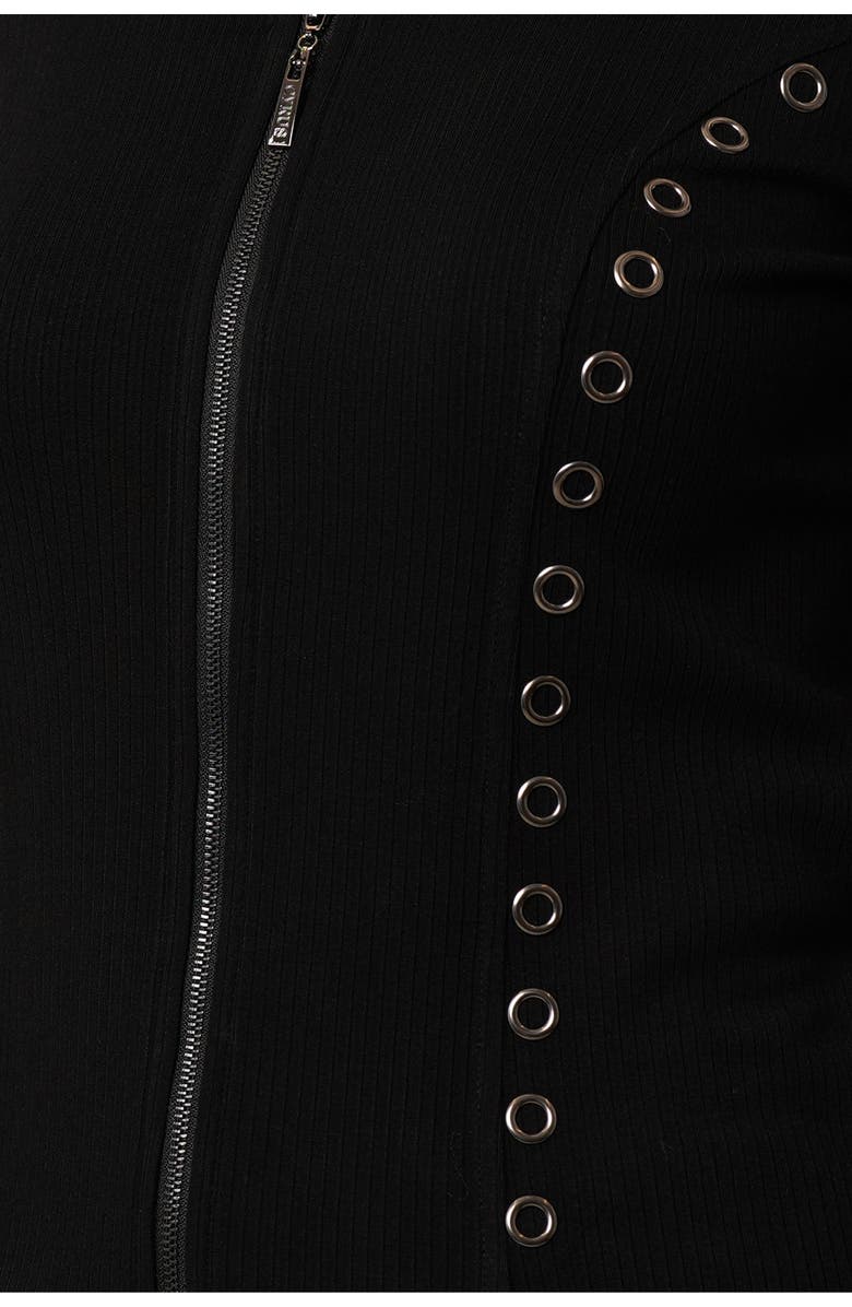 CYRUS Grommet Trim Rib Top, Alternate, color, Black