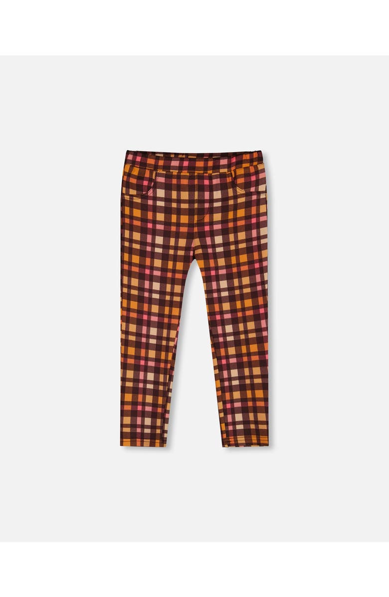 Deux par Deux Girl's Milano Treggings Plaid Magenta And Brown, Main, color,