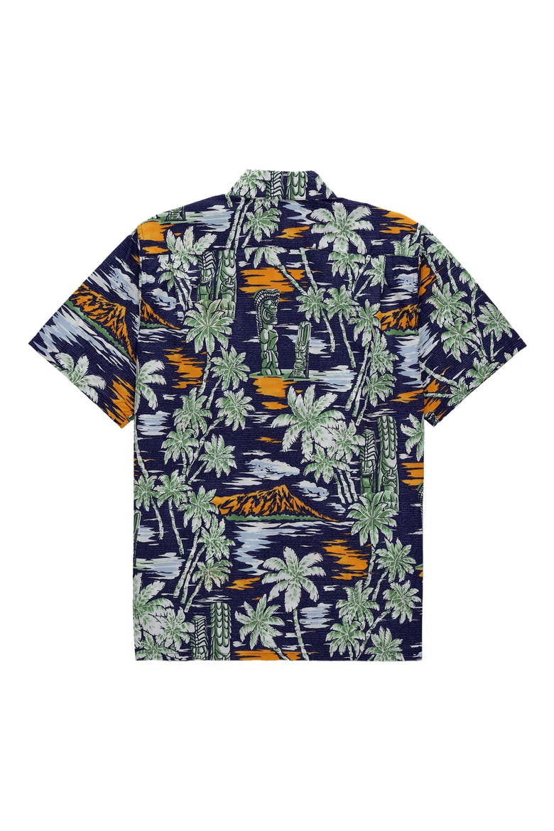Tikisunset Vintage Camp Collar Shirt, Alternate, color, Navy Blue