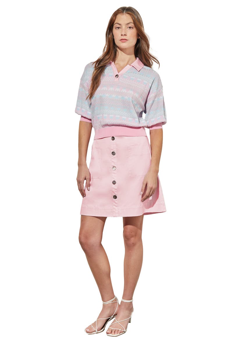 Puff Sleeve Pointelle Top, Alternate, color, PERFECT PINK MULTI