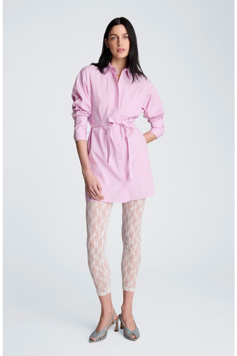 Drop Shoulder Tie Waist Shirtdress, Alternate, color, CANDY PINK MULTI